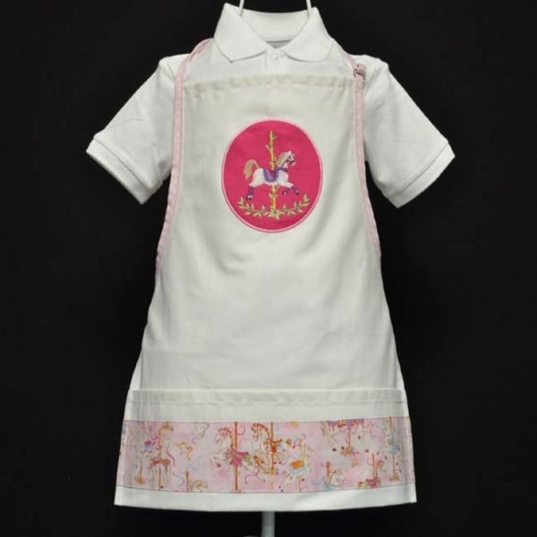 Kid's Embroidered Bib Apron Carousel Horse