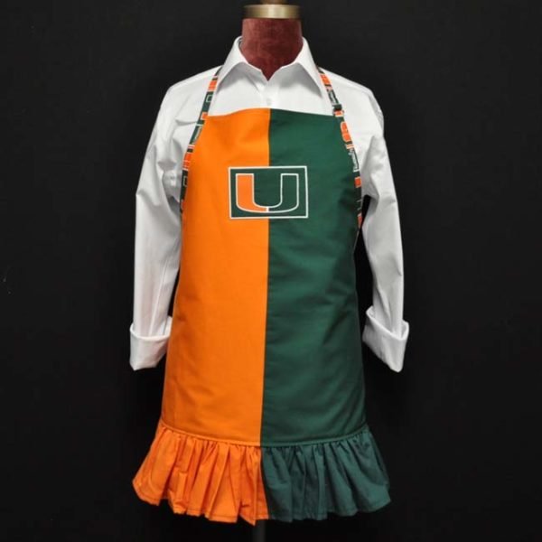 Adult Embroidered Bib Apron Miami U Hurricanes