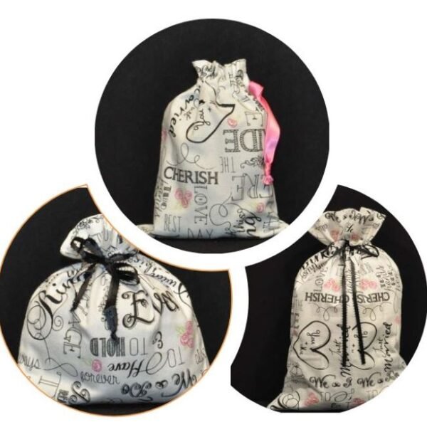 Two Become One Wedding Theme Fabric Gift Bag Set of 5