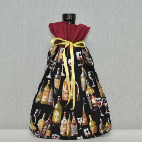 Wine Bottles Fabric Gift Bag Set of 2