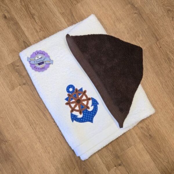 Applique Anchor - Personalized Kids Hooded Bath Towel