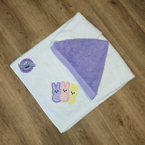 Kids Personalized Hooded Towel with Applique Bunnies