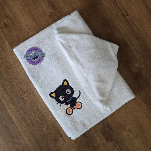 Applique Chococat Bike – Personalized Kids Hooded Bath Towel
