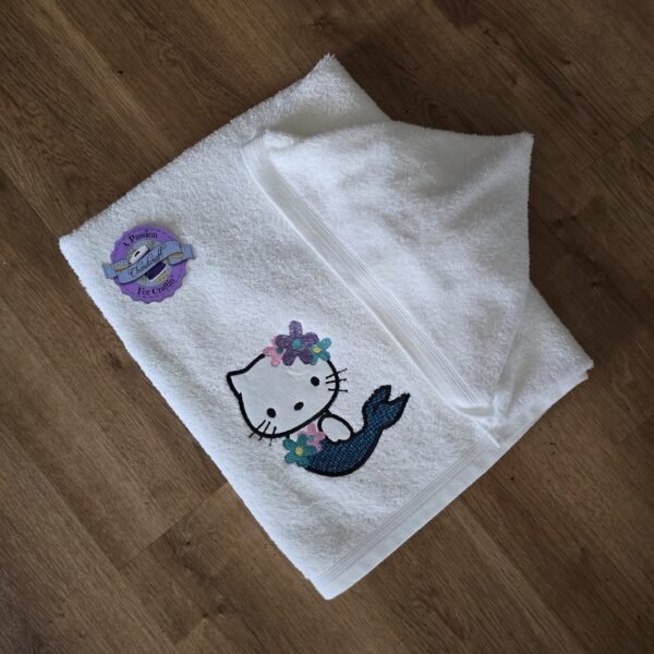 Applique Mermaid Cat – Personalized Kids Hooded Bath Towel