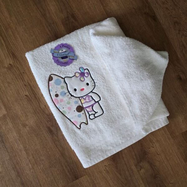 Applique Hello Kitty Surfer – Personalized Kids Hooded Bath Towel