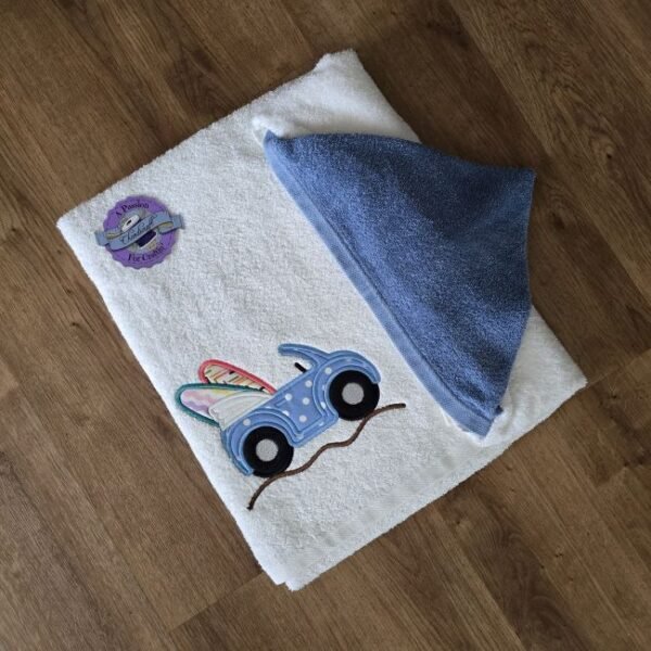 Applique Surf Buggy - Personalized Kids Hooded Bath Towel