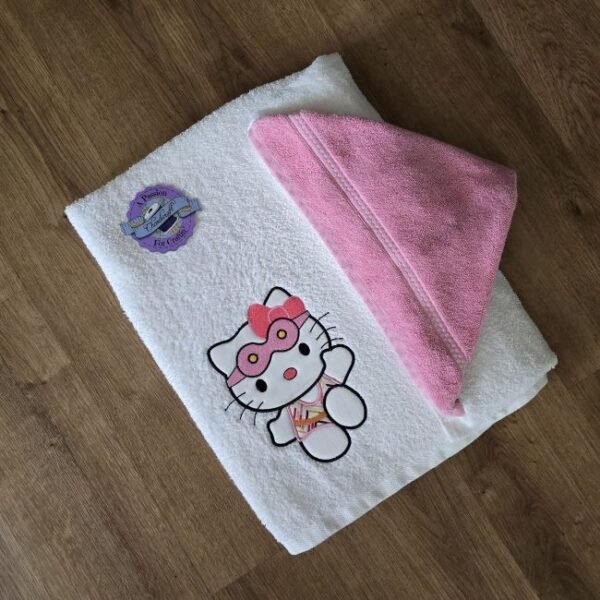 Applique Hello Kitty Wave – Personalized Kids Hooded Bath Towel
