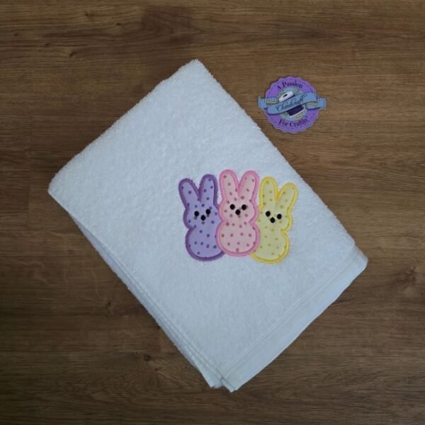 Kids Personalized Embroidered Hooded Towel with Applique Bunnies