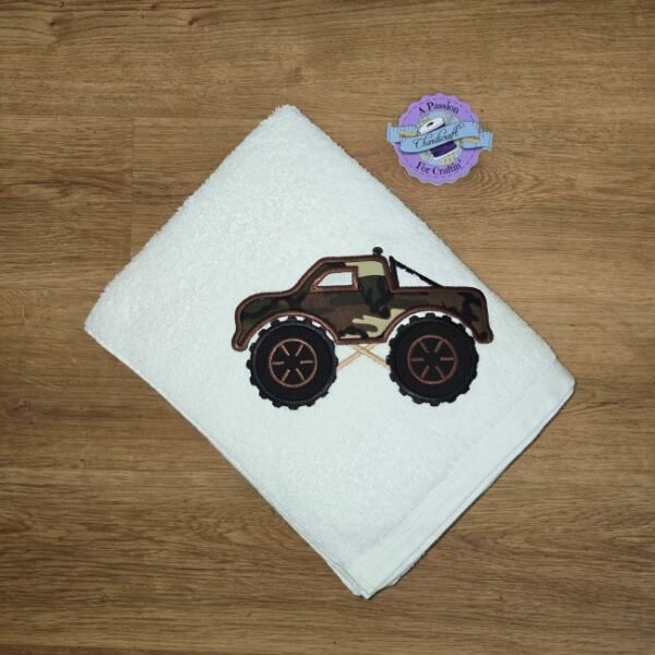 Kids Personalized Embroidered Hooded Towel with Applique Truck