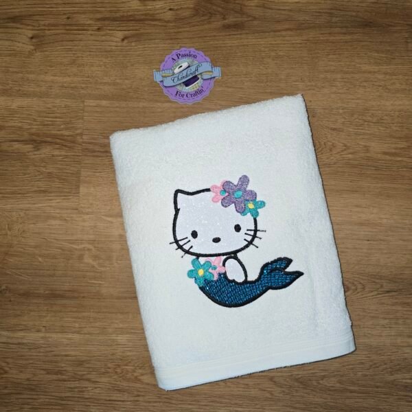 Applique Mermaid Cat – Personalized Kids Hooded Bath Towel