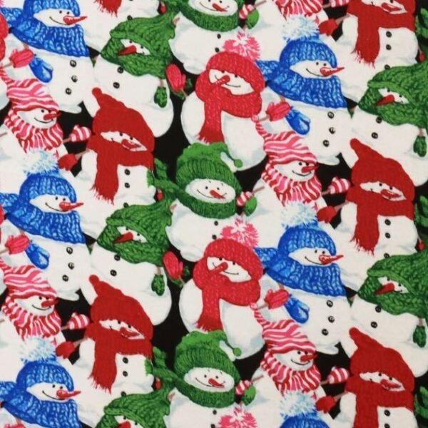 Packed Snowmen Flannel Fabric (BTY)