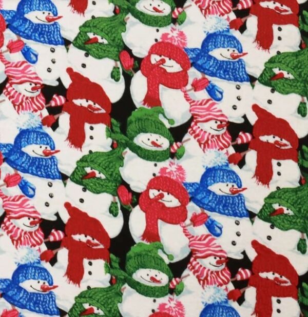 Packed Snowmen Flannel Fabric (BTY)