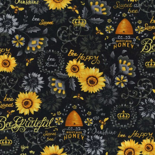 Queen Bees/Sunflowers Cotton Fabric (BTY)