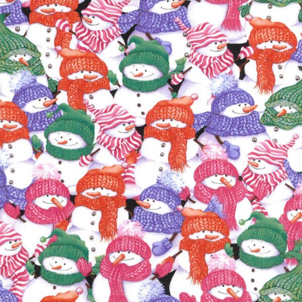 Snowmen Friends Cotton Fabric (BTY)