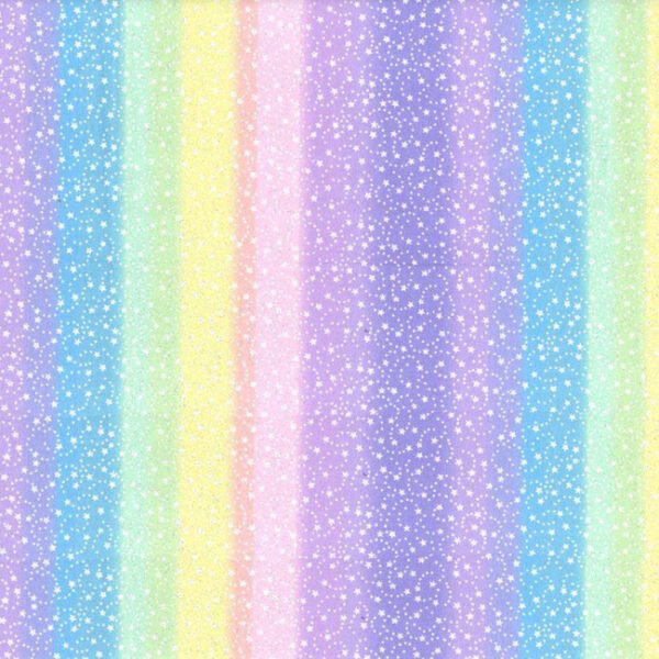Stars on Pastel Stripes Cotton Fabric (BTY)
