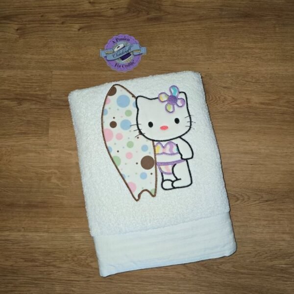 Applique Hello Kitty Surfer – Personalized Kids Hooded Bath Towel