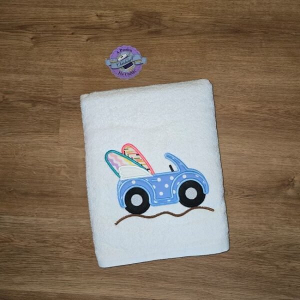 Applique Surf Buggy - Personalized Kids Hooded Bath Towel