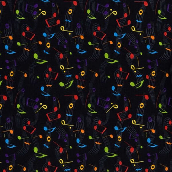 Tossed Music Notes Cotton Fabric (BTY)