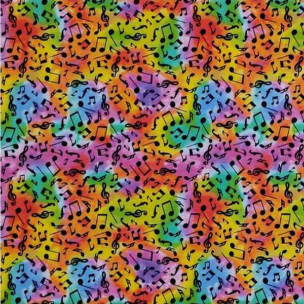 Tie Dye Music Notes Flannel Fabric (BTY)