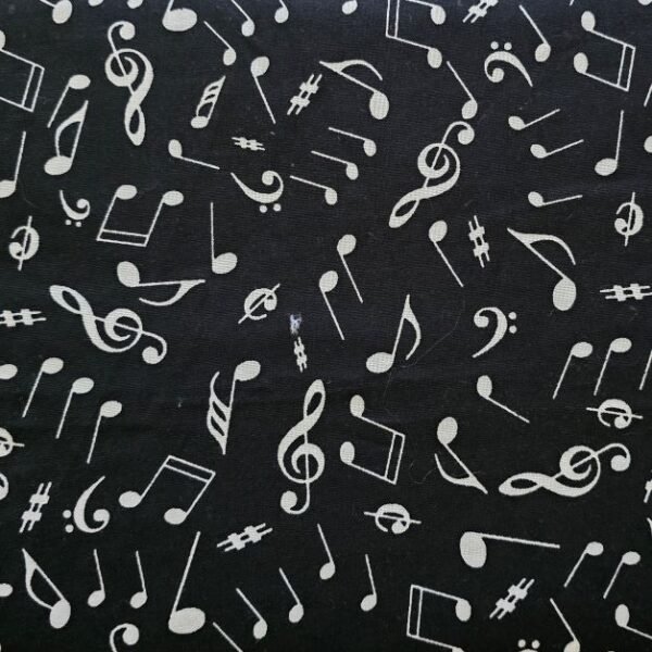 White Musical Notes Cotton Fabric (BTY)
