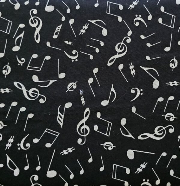 White Musical Notes Cotton Fabric (BTY)