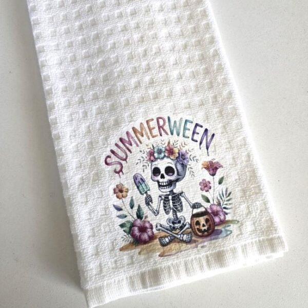 Summerween Ice Cream Skeleton Terry Cloth Dish Towel - Image 2