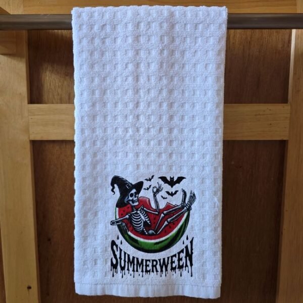 Summerween Watermelon Skeleton Terry Cloth Dish Towel