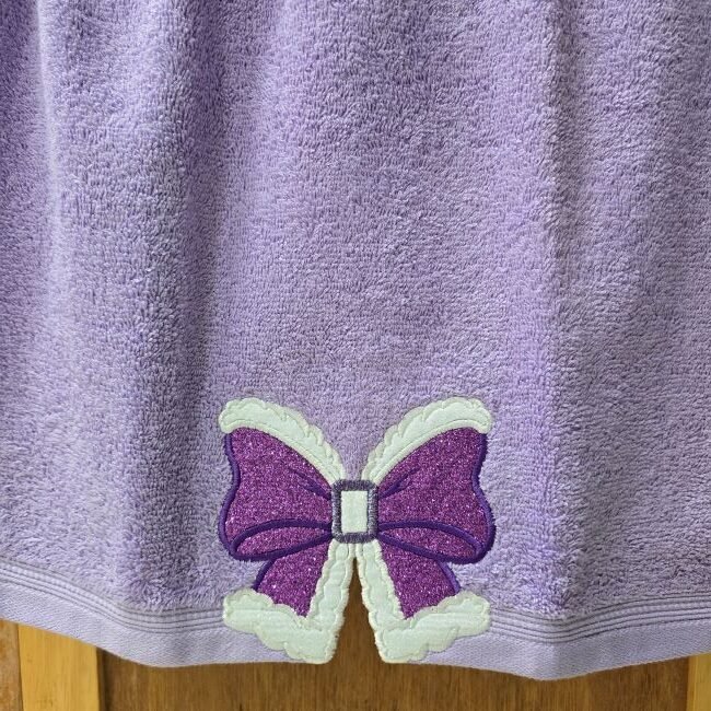 Merry & Bright Purple Glitter Bow Christmas Hand Towel - Image 3