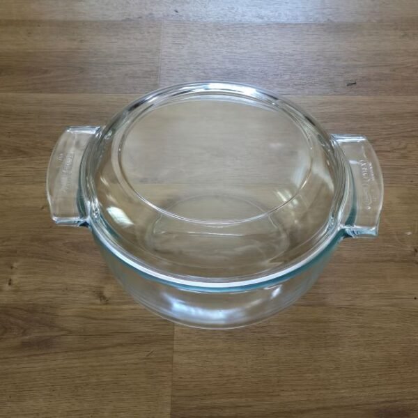 Vintage Pyrex France Clear Glass Round Casserole Dish with Lid