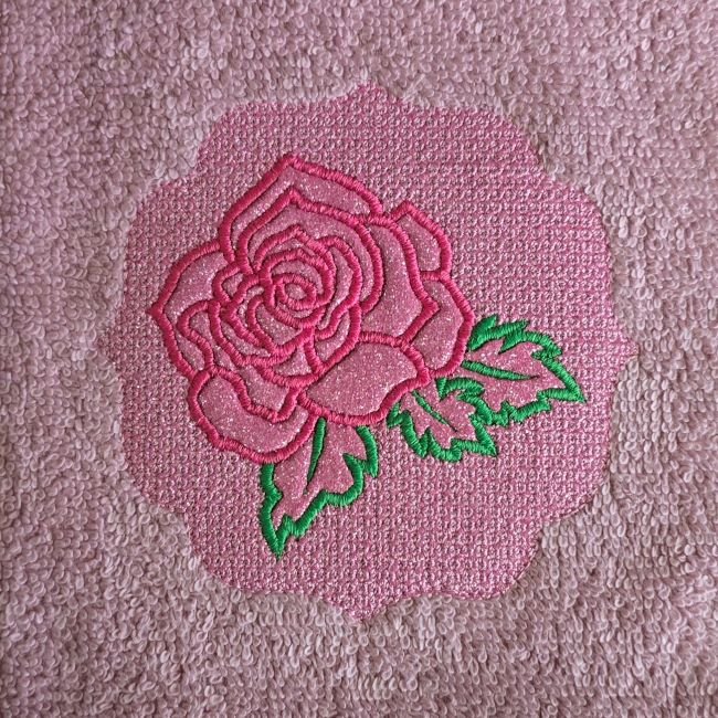 Embossed Pink Glitter Rose Hand Towel - Image 2