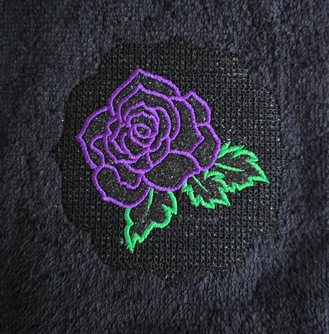Embossed Black Glitter Rose Hand Towel - Image 2