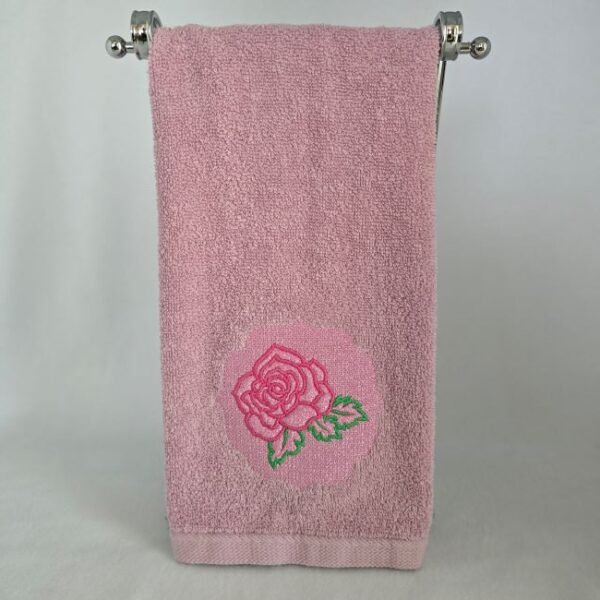 Embossed Pink Glitter Rose Hand Towel