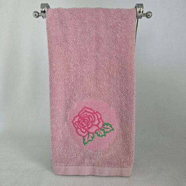 Embossed Pink Glitter Rose Hand Towel