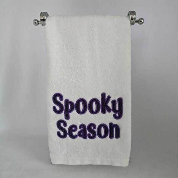 Embroidered Black Glitter Spooky Season Hand Towel